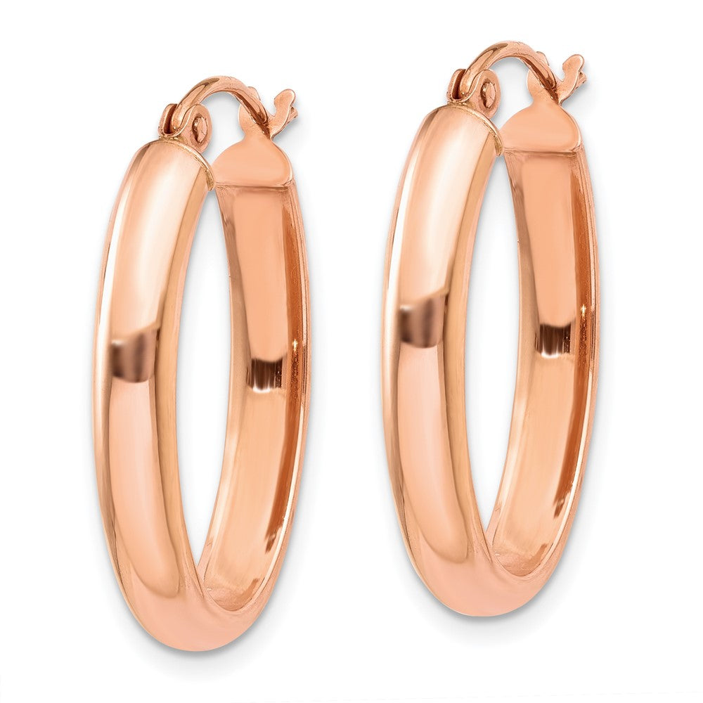 14k Rose Gold 4 mm Polished Half-Round Oval Hoop Earrings (1.44 grams)