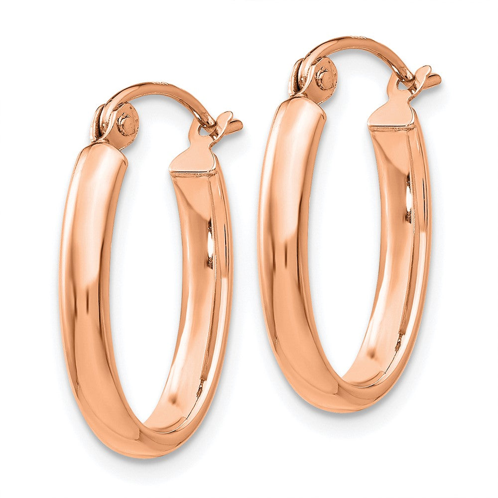 14k Rose Gold 13 mm Polished Half-Round Oval Hoop Earrings (0.95 grams)