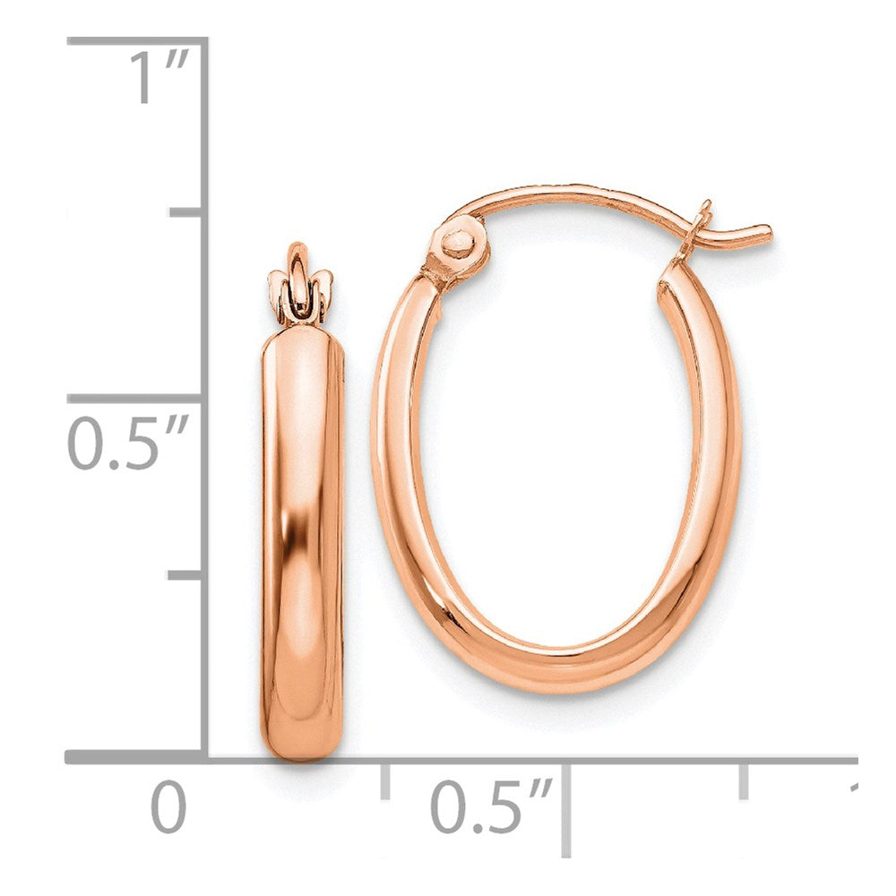 14k Rose Gold 13 mm Polished Half-Round Oval Hoop Earrings (0.95 grams)