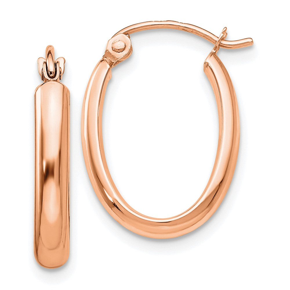 14k Rose Gold 13 mm Polished Half-Round Oval Hoop Earrings (0.95 grams)