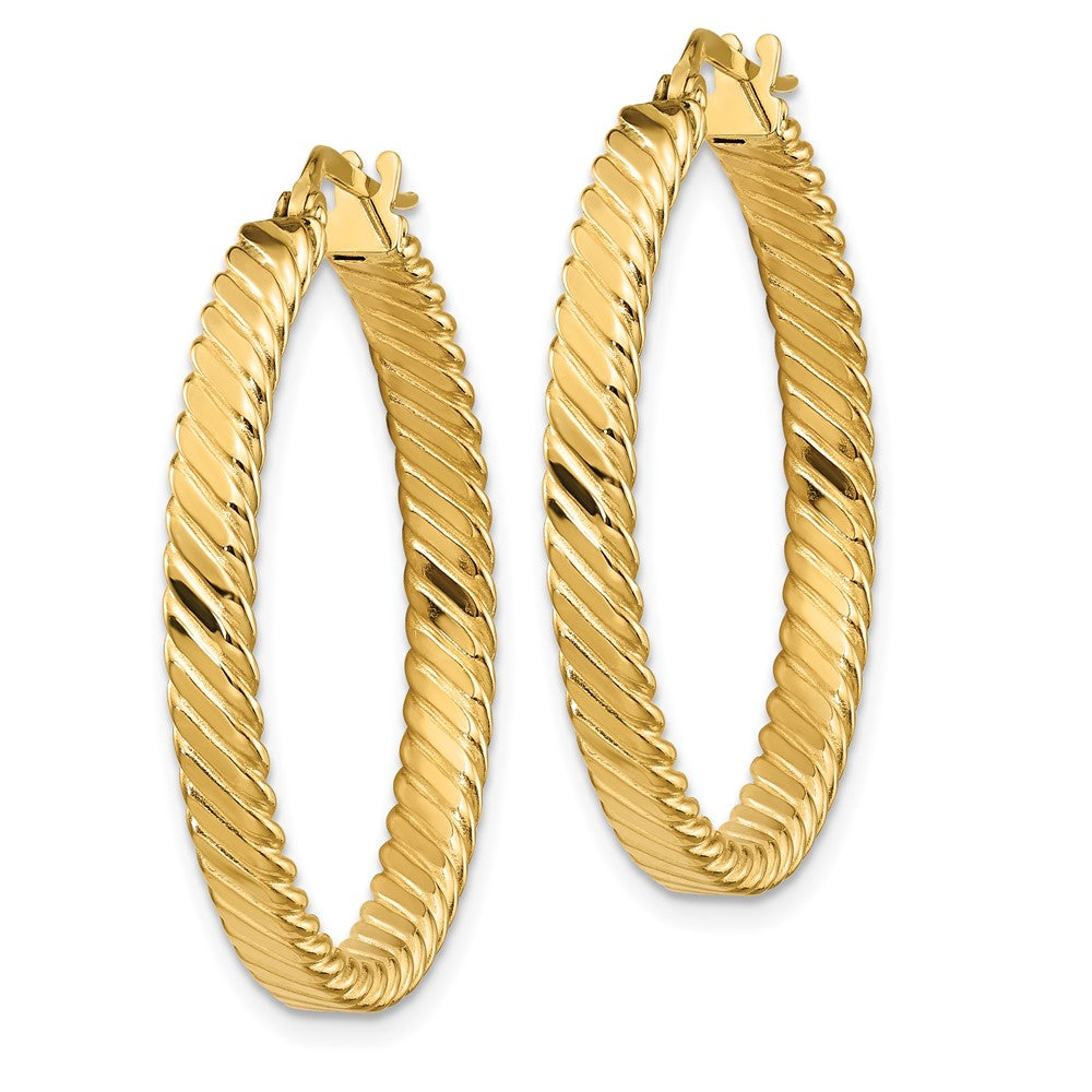 14k Yellow Gold 31 mm Patterned Hoop Earrings (2.34 grams)