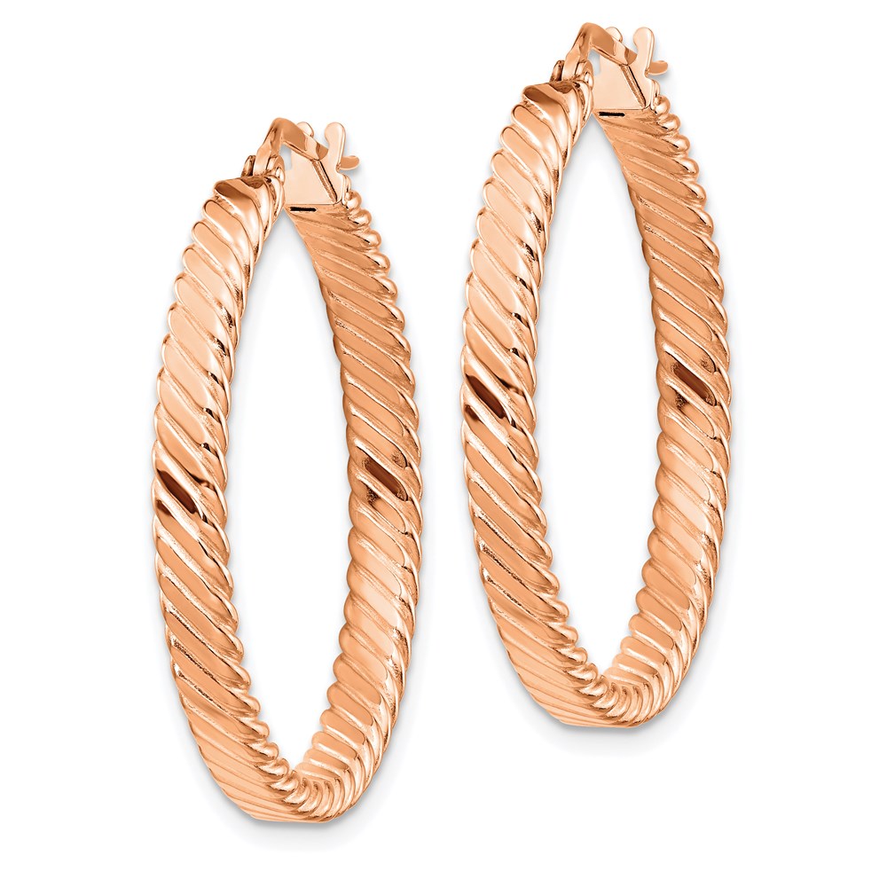 14k Rose Gold 31 mm Patterned Hoop Earrings (2.29 grams)