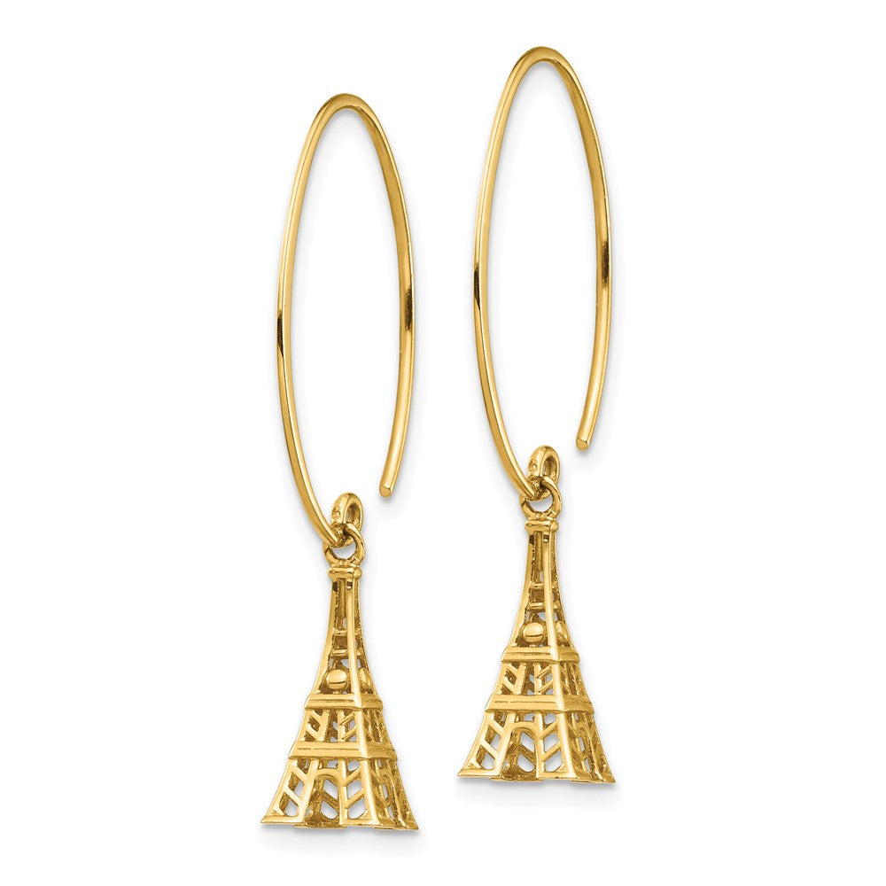 14k Yellow Gold 14.59 mm Eiffel Tower Dangle Earrings (1.43 grams)