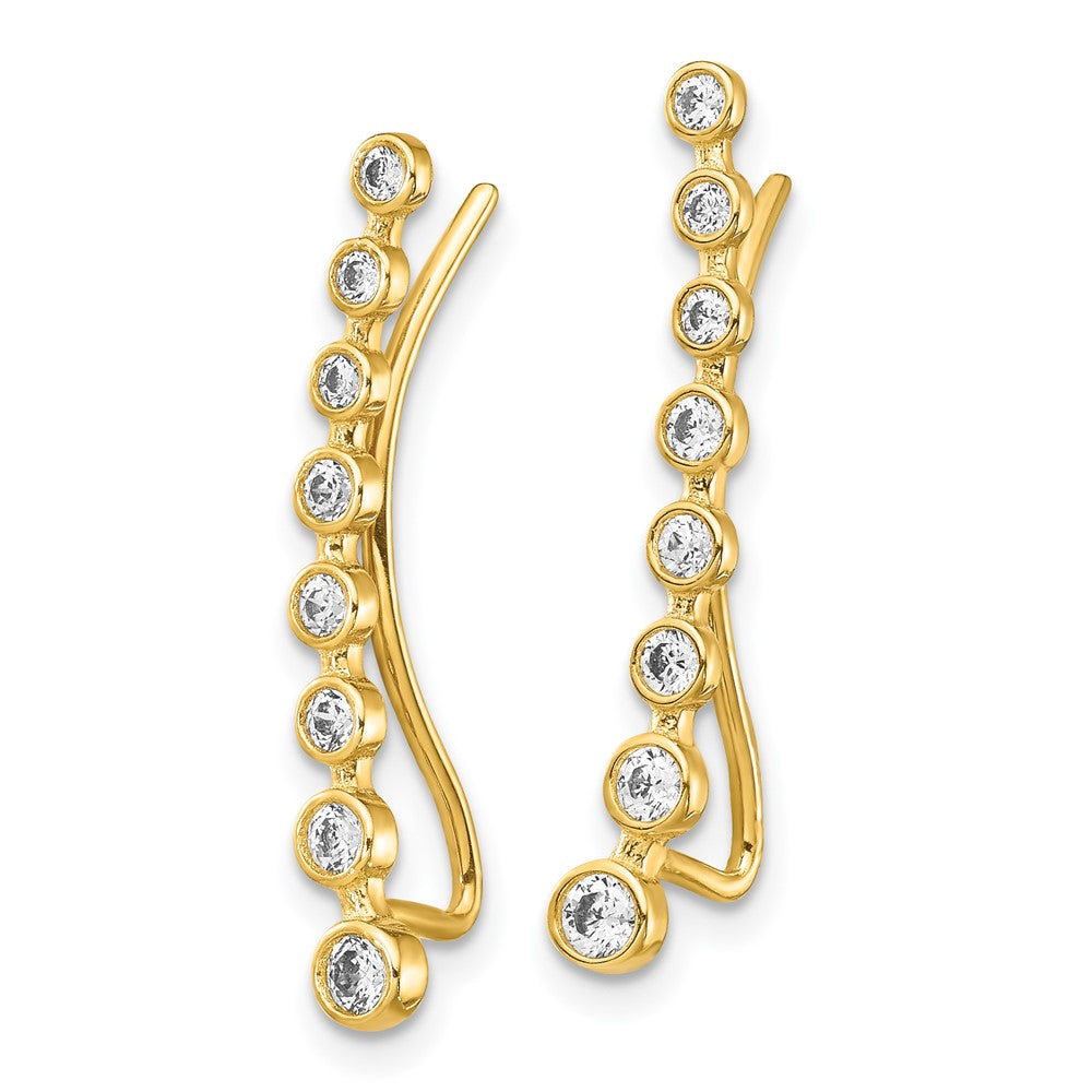 14k Yellow Gold 3.49 mm CZ Ear Climber Earrings (1.2 grams)