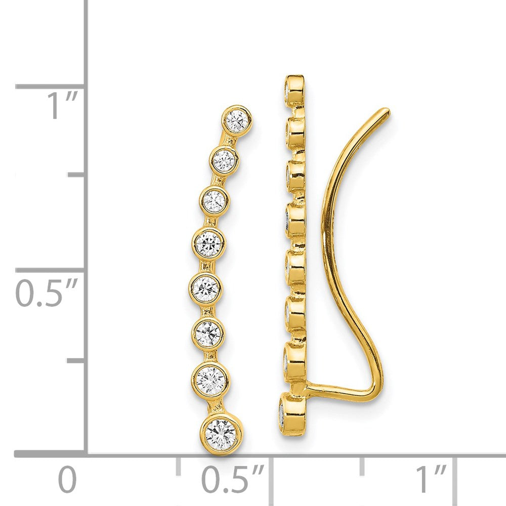 14k Yellow Gold 3.49 mm CZ Ear Climber Earrings (1.2 grams)