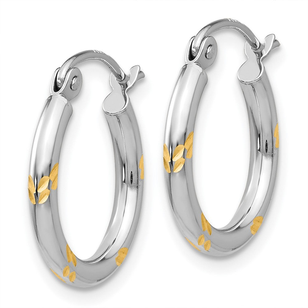 14k White Gold 2 mm D/C Hoop Earrings (0.81 grams)