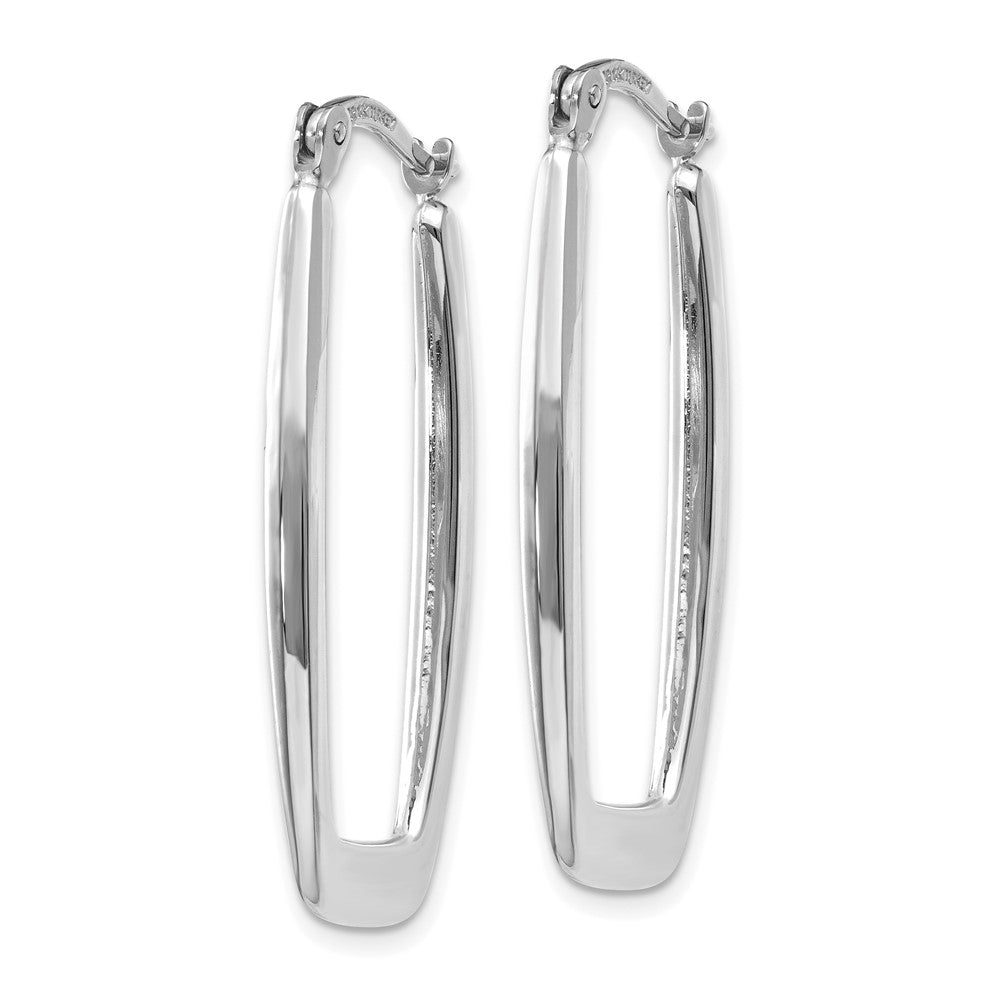 14k White Gold 14.5 mm Rectangle Hoop Earrings (1.93 grams)