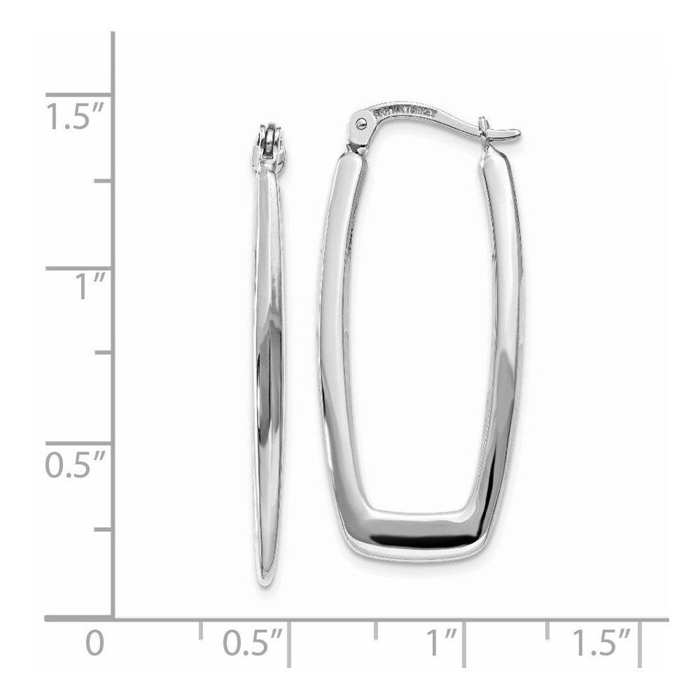 14k White Gold 14.5 mm Rectangle Hoop Earrings (1.93 grams)