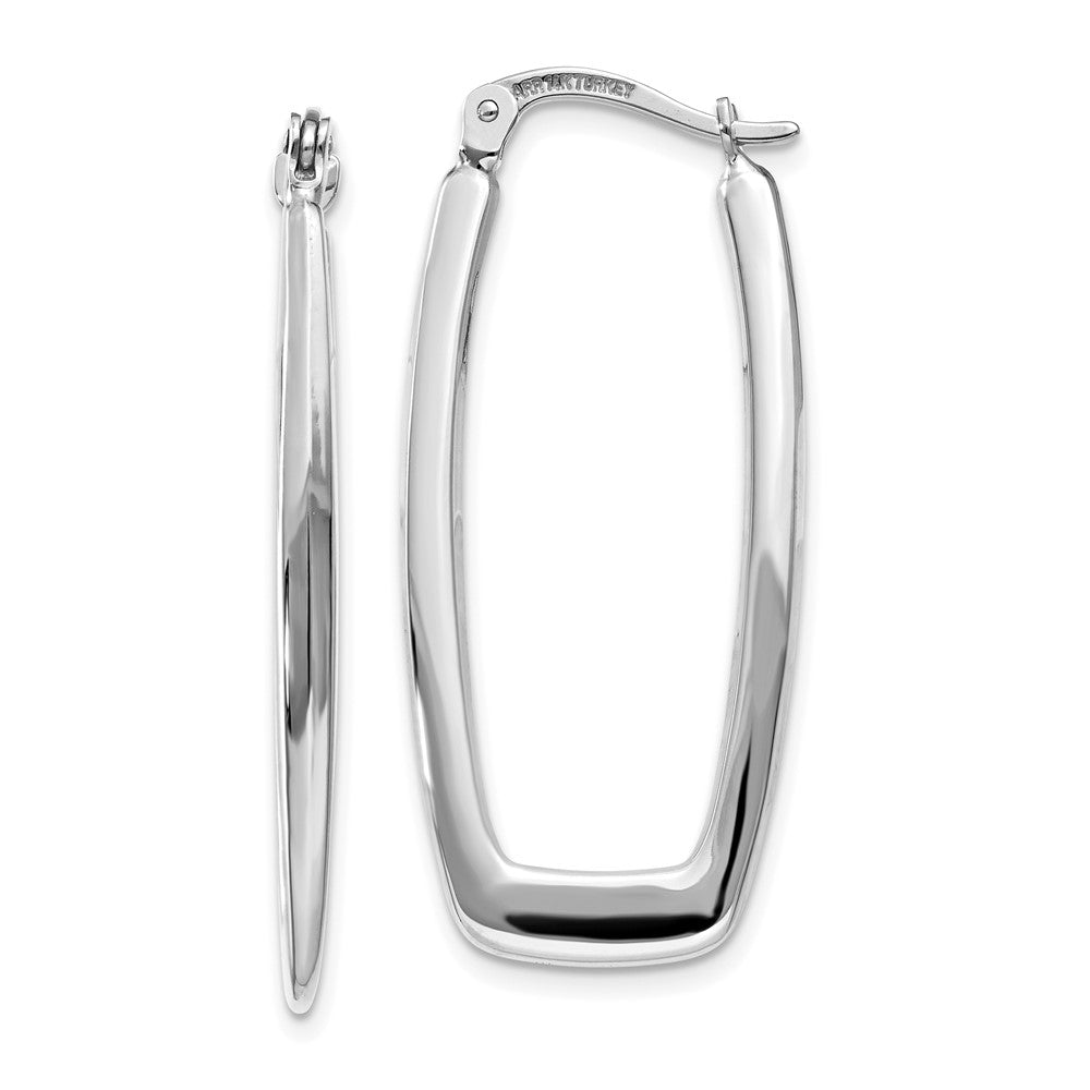 14k White Gold 14.5 mm Rectangle Hoop Earrings (1.93 grams)