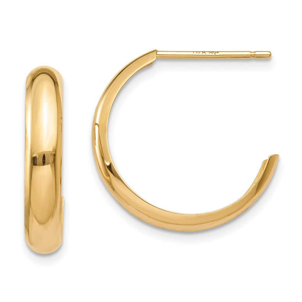 14k Yellow Gold 3.5 mm J-Hoop Earrings (1 grams)