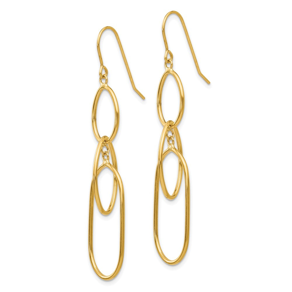 14k Yellow Gold 13 mm 3 Tier Oval Dangle Wire Earrings (2.05 grams)