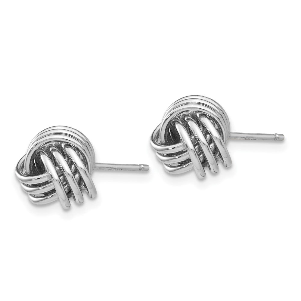 14k White Gold 8 mm Ridged Love Knot Post Earrings (1.67 grams)