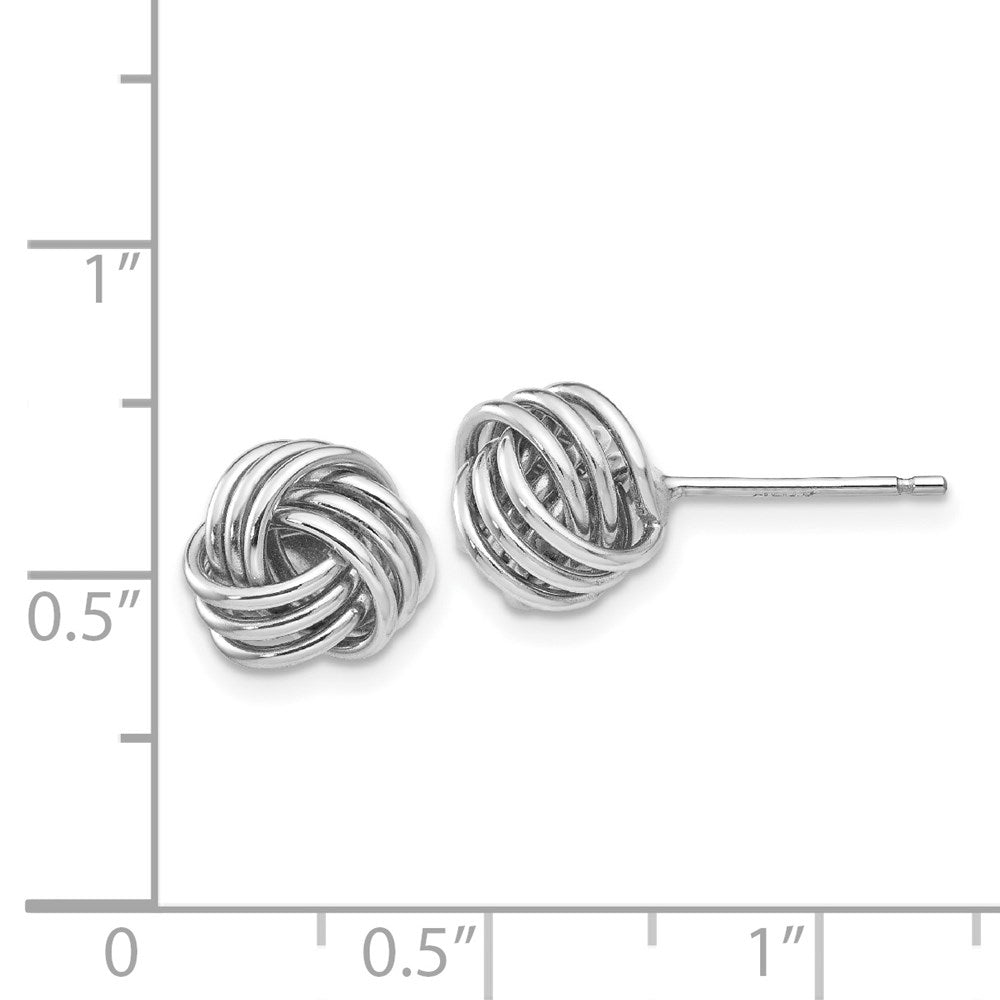 14k White Gold 8 mm Ridged Love Knot Post Earrings (1.67 grams)