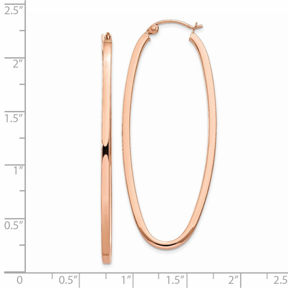 14k Rose Gold 22 mm Square Tube Oval Hoop Earrings (3.53 grams)