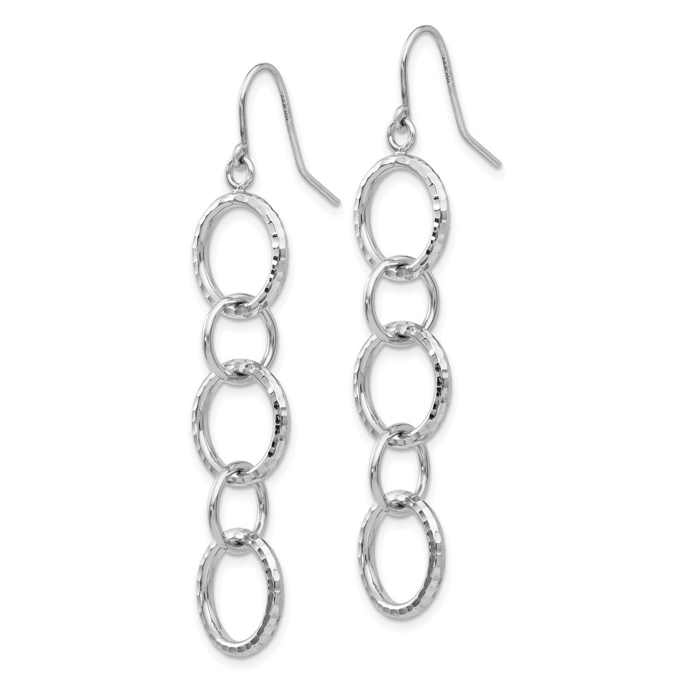 14k White Gold 10 mm Diamond Cut Circle Dangle Earrings (1.83 grams)