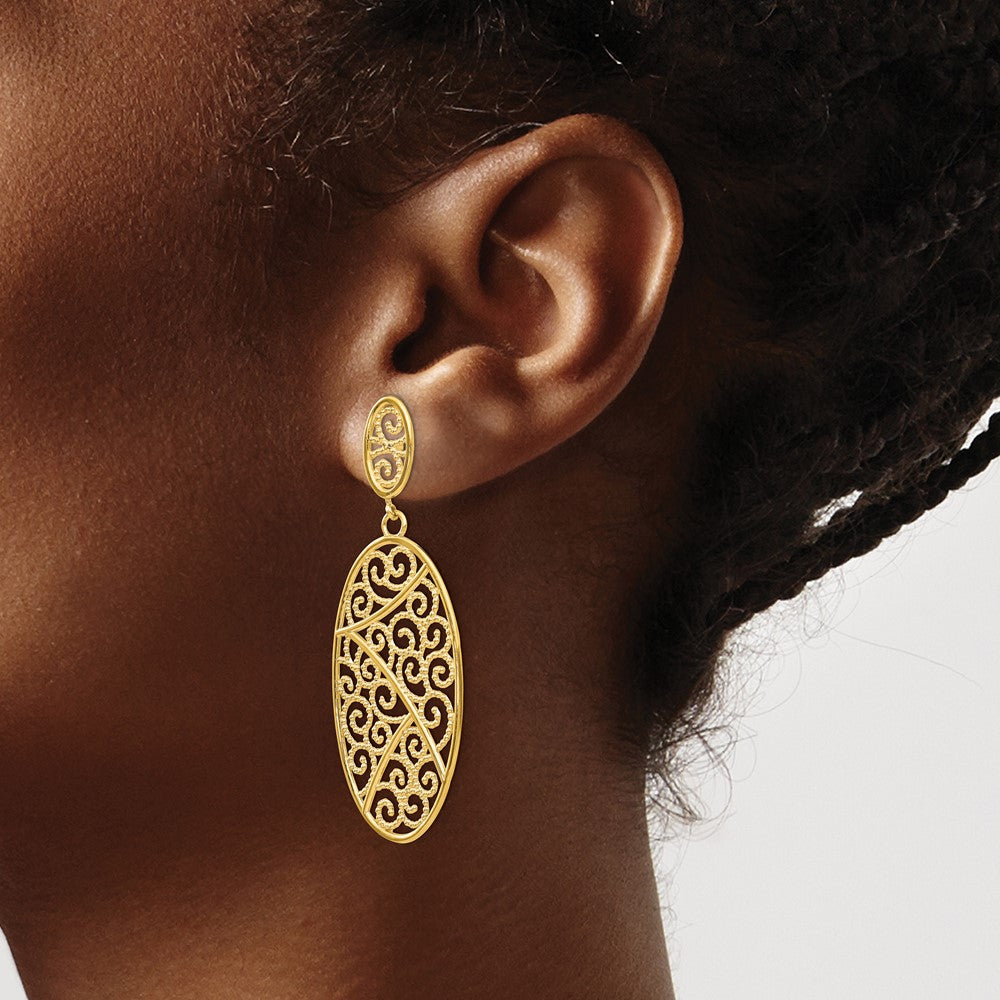 14k Yellow Gold 21 mm Oval Dangle Earrings (5.44 grams)