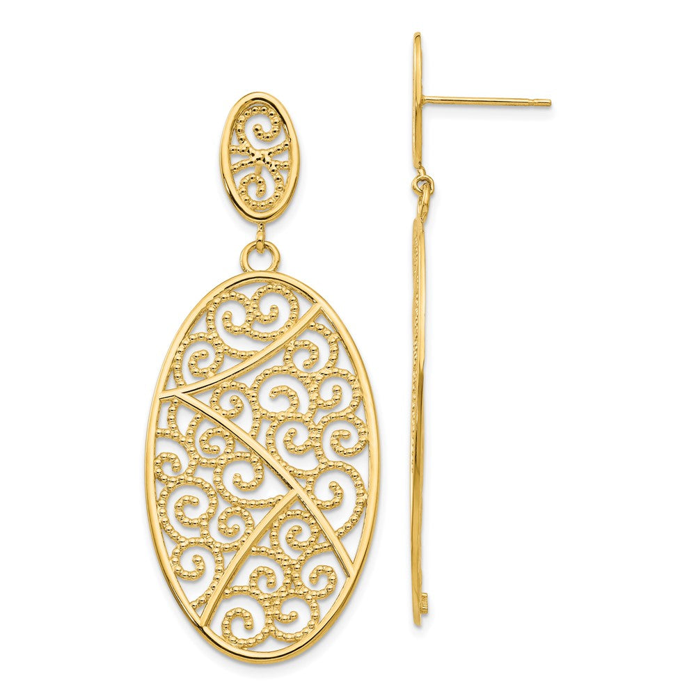 14k Yellow Gold 21 mm Oval Dangle Earrings (5.44 grams)