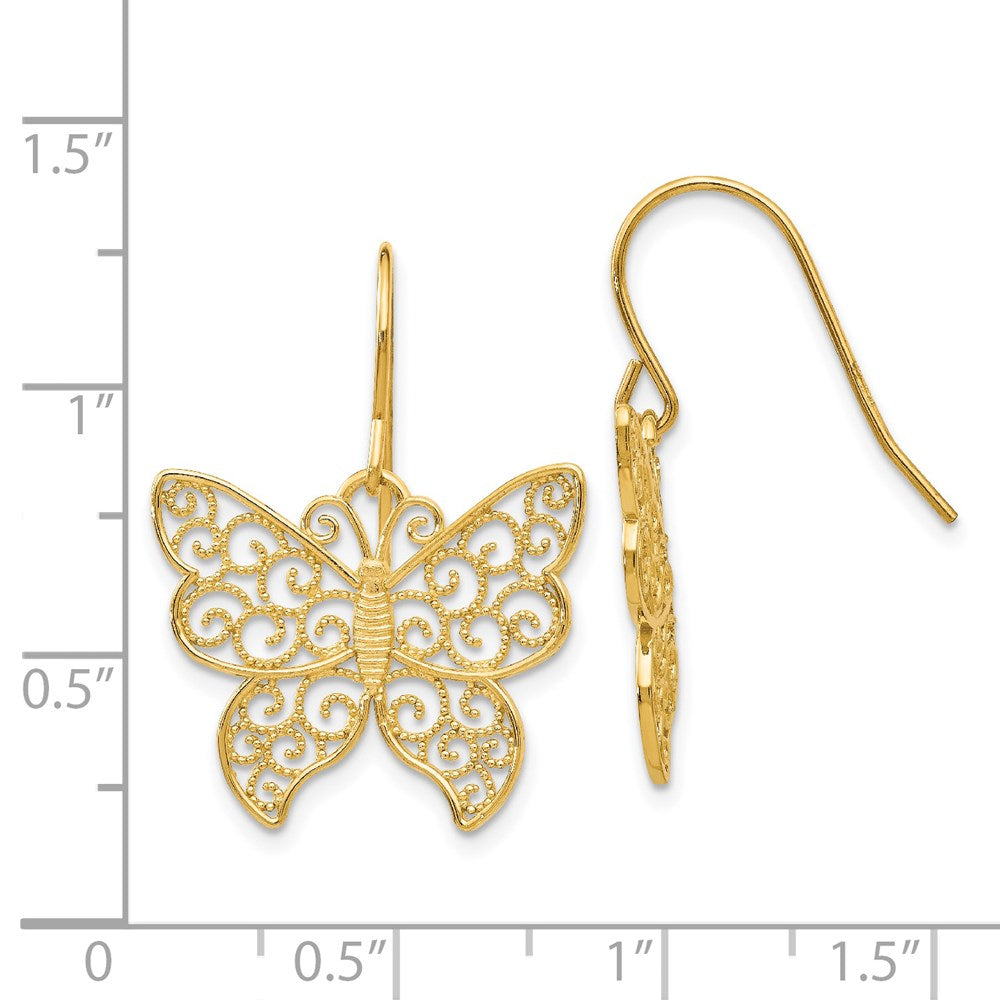 14k Yellow Gold 18 mm Butterfly Earrings (2.38 grams)