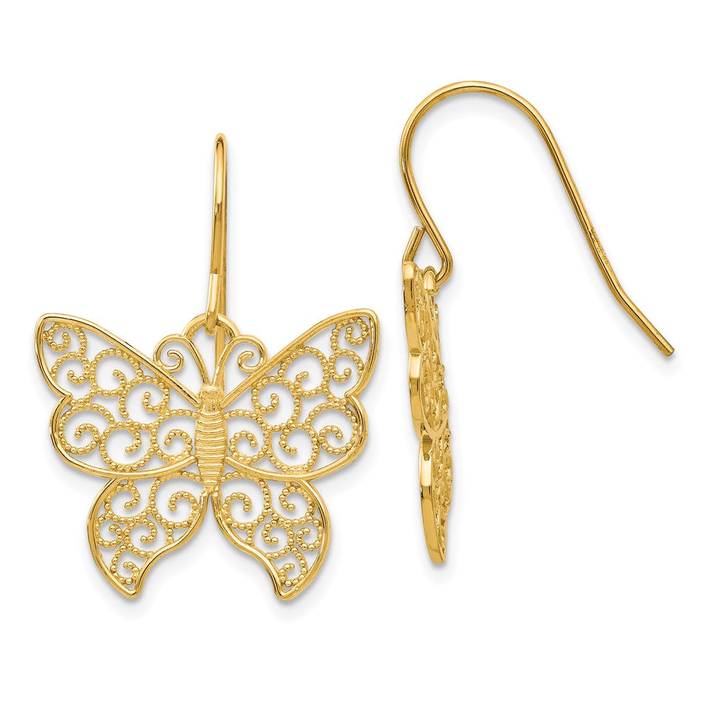 14k Yellow Gold 18 mm Butterfly Earrings (2.38 grams)