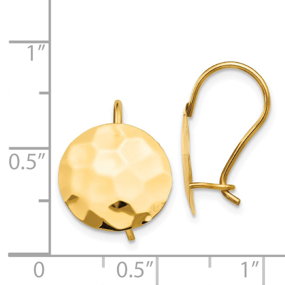 14k Yellow Gold 13 mm red Circle Disc Earrings (1.26 grams)