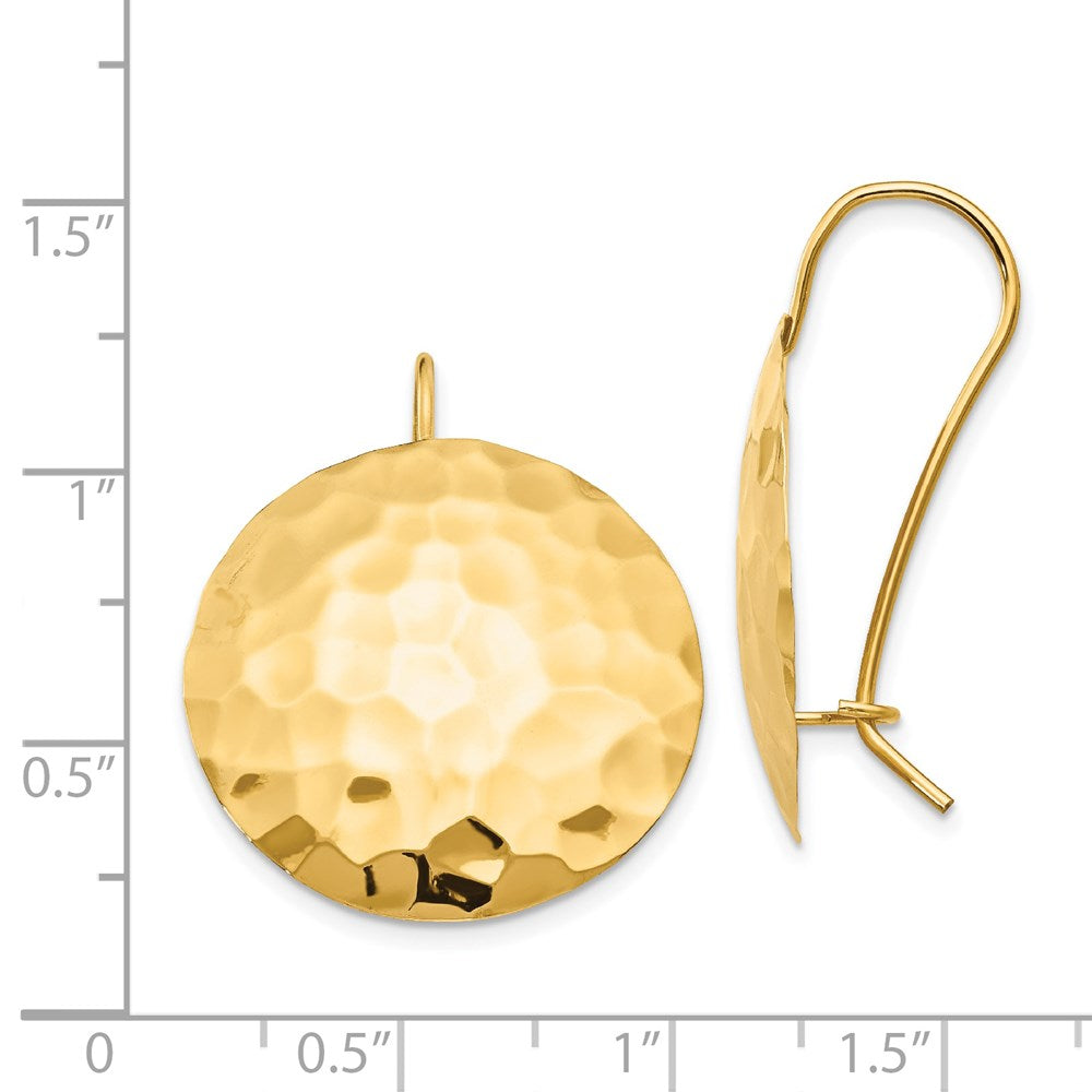 14k Yellow Gold 24 mm red Circle Earrings (2.82 grams)