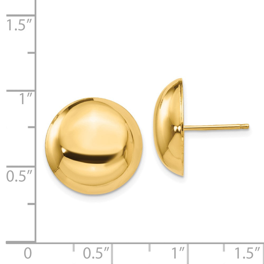 14k Yellow Gold 15.5 mm Button Post Earrings (3.5 grams)