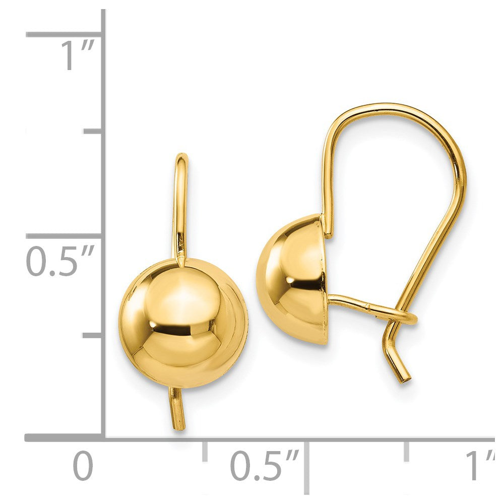 14k Yellow Gold 8 mm Hollow Half Ball Earrings (1.38 grams)