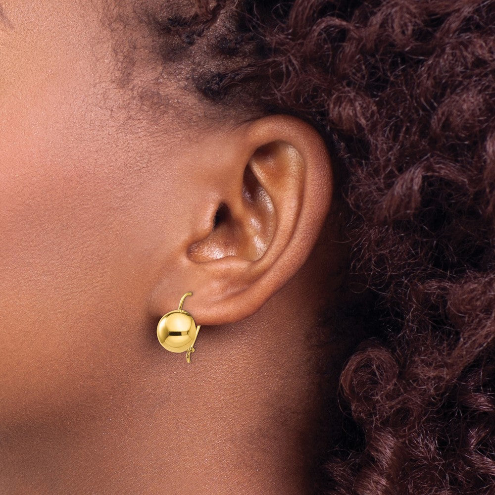 14k Yellow Gold 10.5 mm Hollow Half Ball Earrings (1.91 grams)