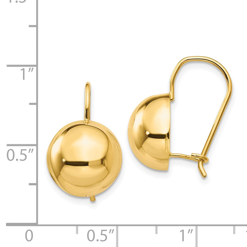 14k Yellow Gold 12 mm Hollow Half Ball Earrings (2.35 grams)