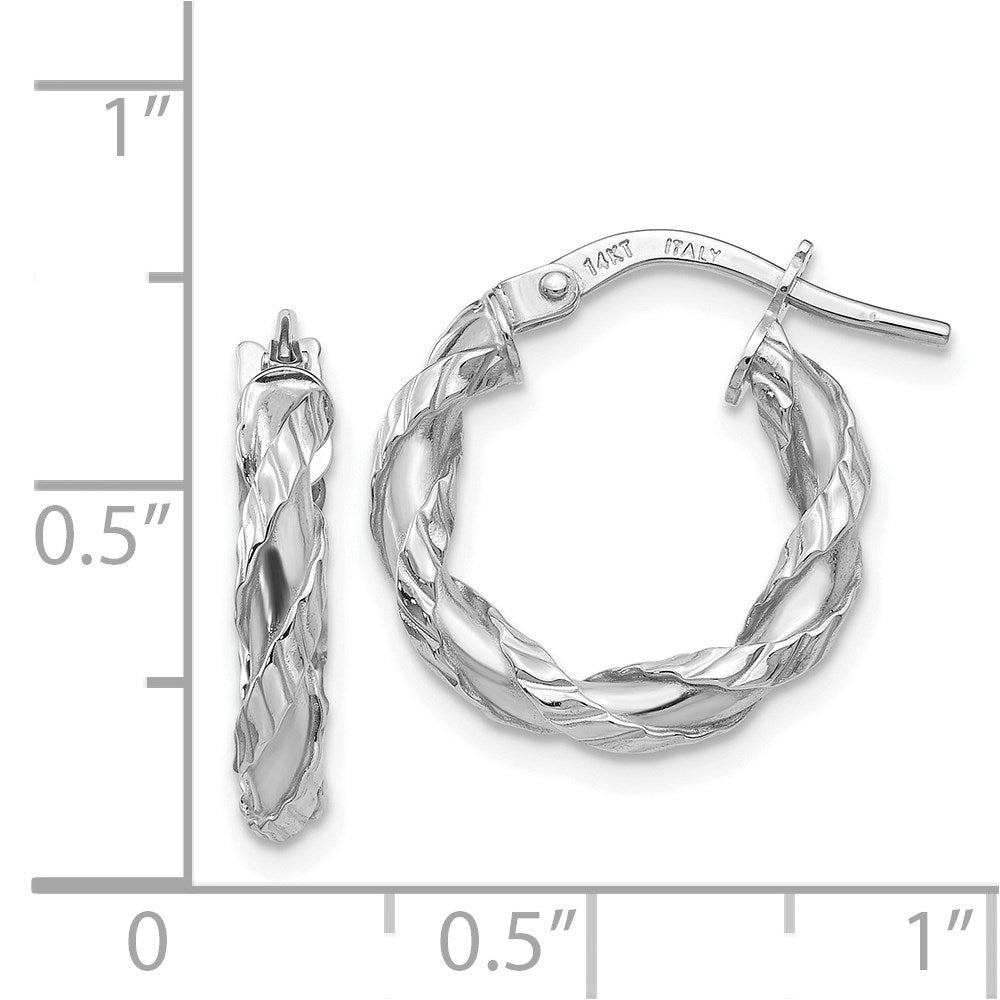 14k White Gold 16.25 mm Twisted Rope Hoop Earrings (1.17 grams)
