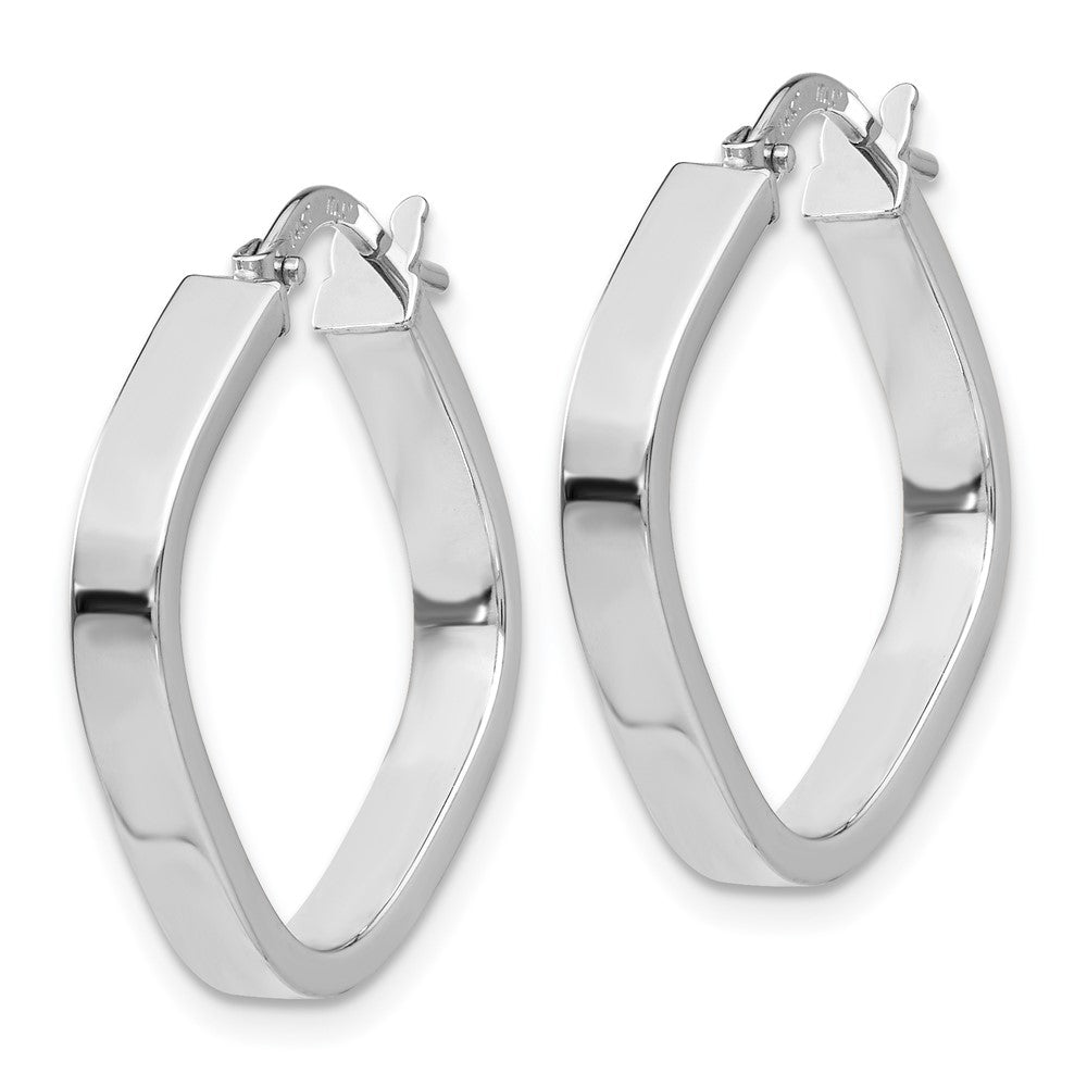 14k White Gold 27.35 mm Flat Edge Square Hoop Earrings (1.6 grams)
