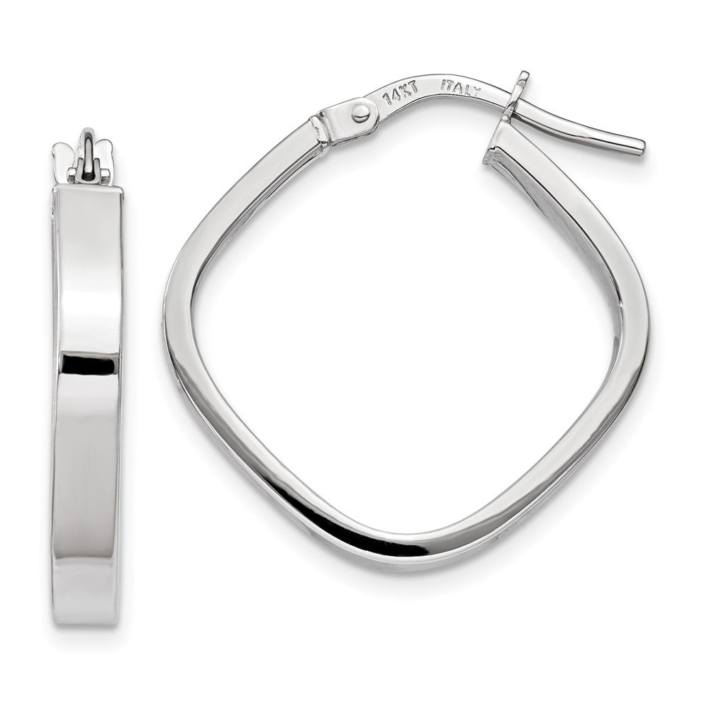 14k White Gold 27.35 mm Flat Edge Square Hoop Earrings (1.6 grams)