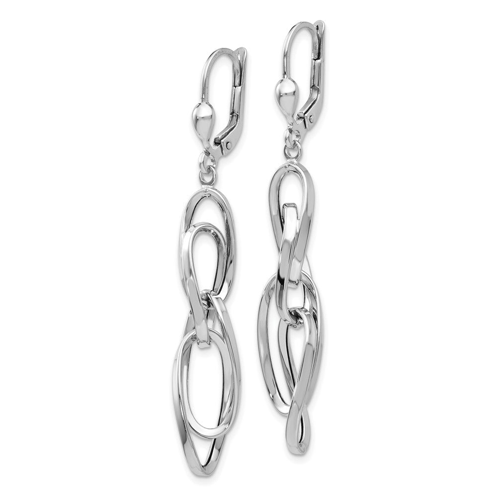 14k White Gold 7 mm Polished Dangle Leverback Earrings (3.15 grams)