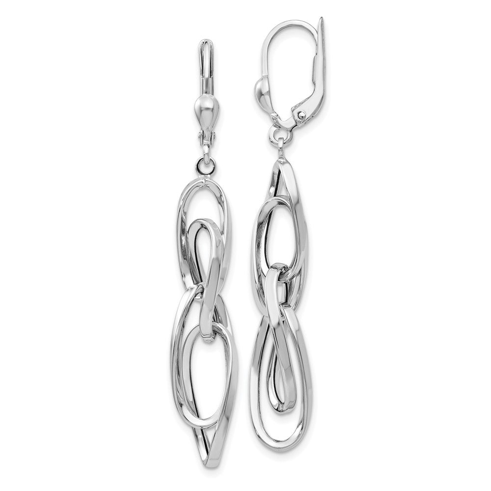 14k White Gold 7 mm Polished Dangle Leverback Earrings (3.15 grams)