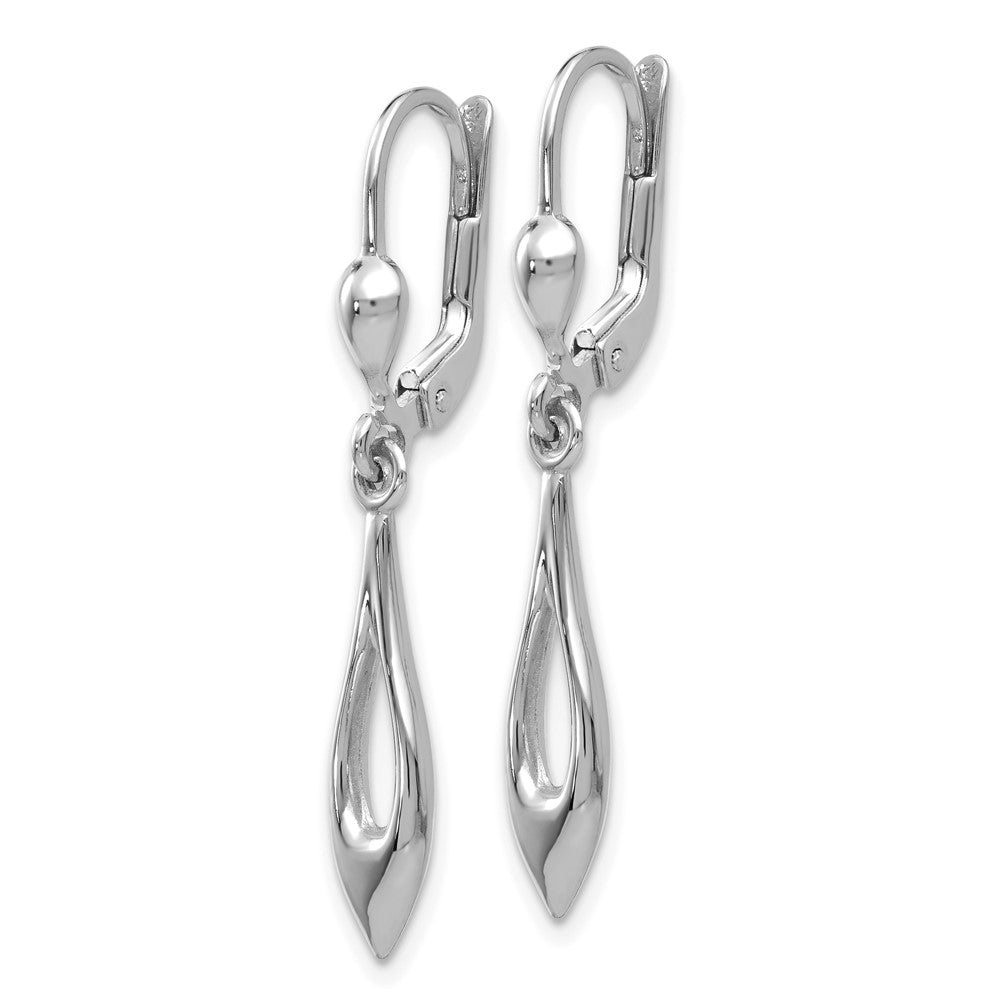 14k White Gold 5 mm Polished Dangle Leverback Earrings (1.62 grams)