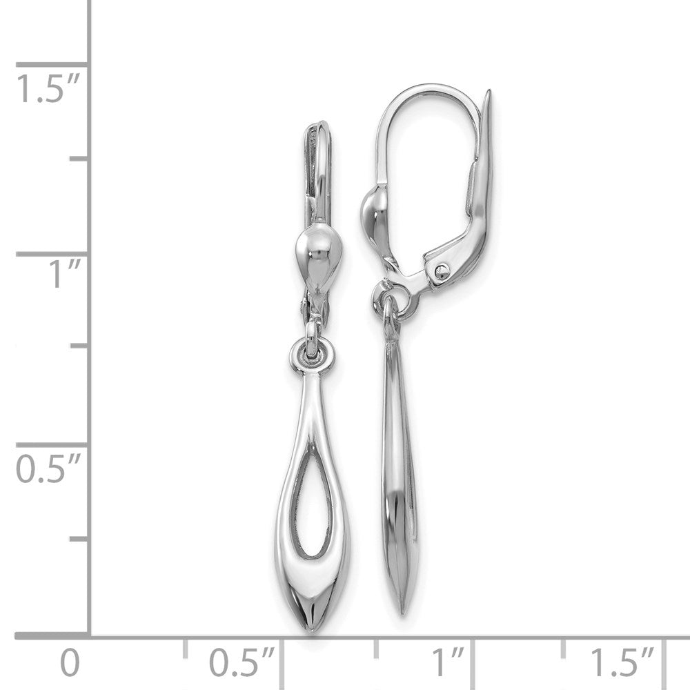 14k White Gold 5 mm Polished Dangle Leverback Earrings (1.62 grams)