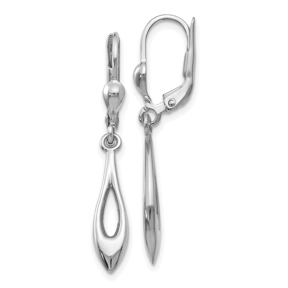 14k White Gold 5 mm Polished Dangle Leverback Earrings (1.62 grams)