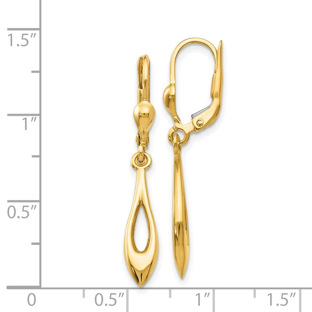 14k Yellow Gold 5 mm Gold Polished Dangle Leverback Earrings (1.64 grams)