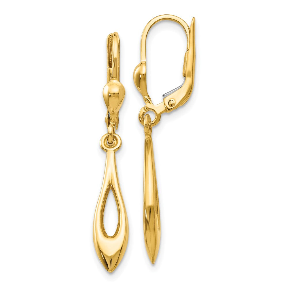 14k Yellow Gold 5 mm Gold Polished Dangle Leverback Earrings (1.64 grams)