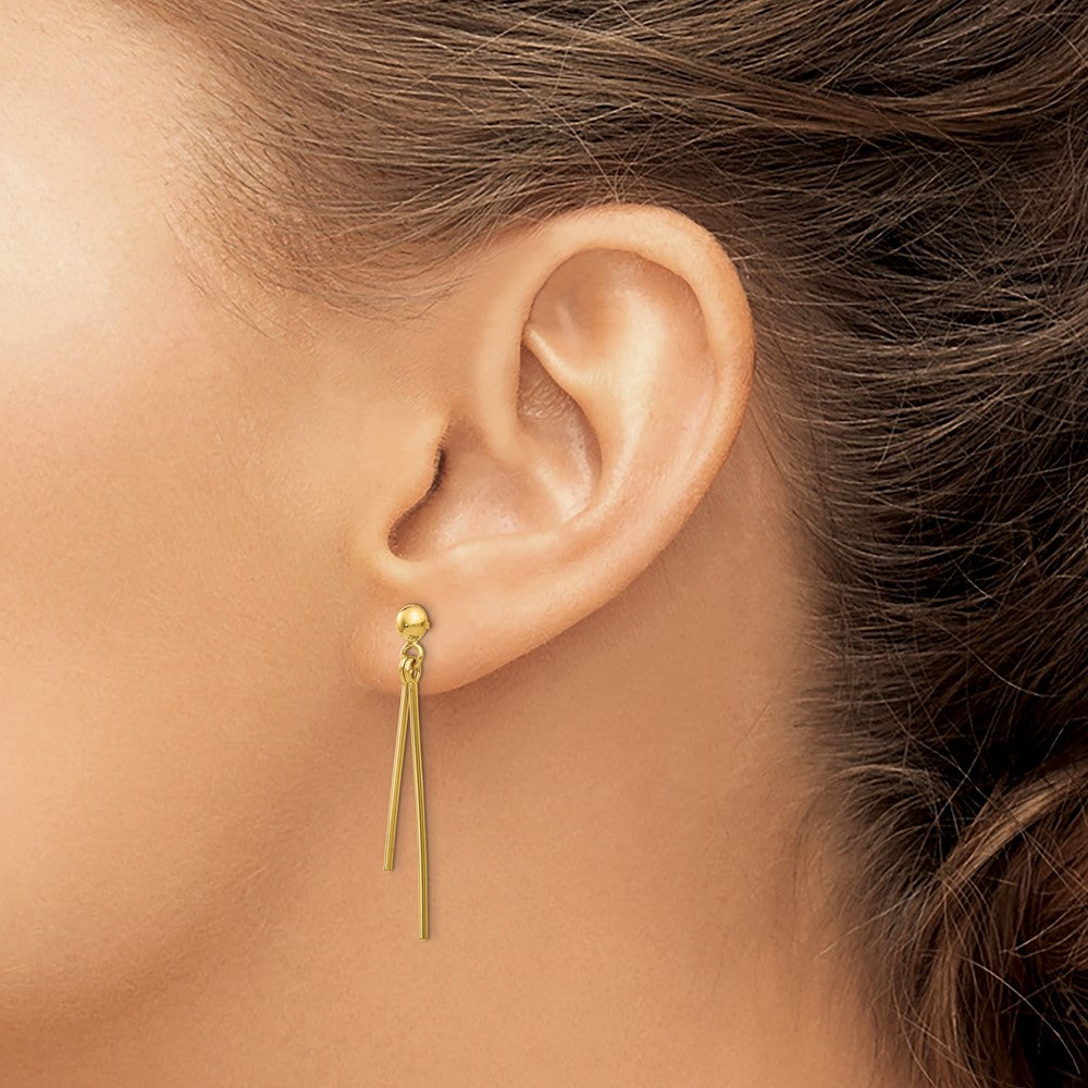 14k Yellow Gold 3 mm Polished Post Dangle Earrings (1.06 grams)