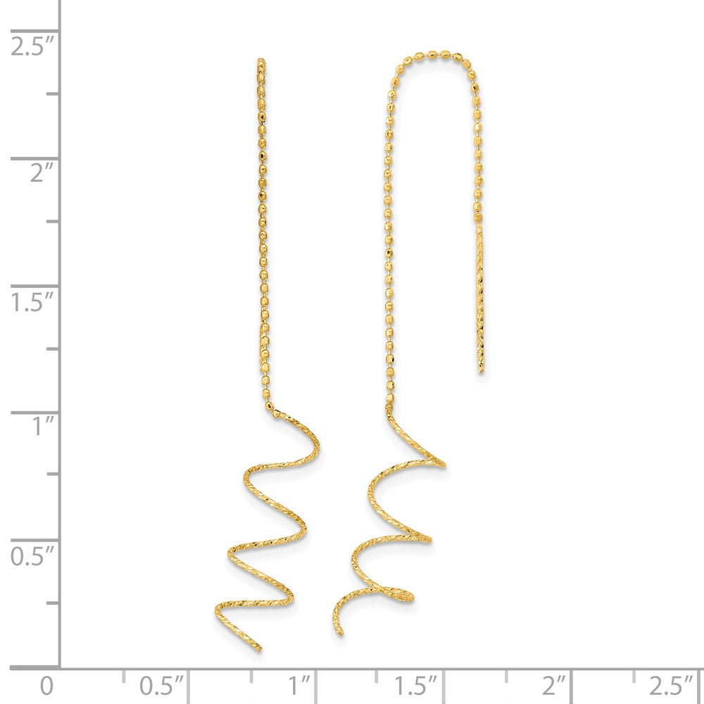 14k Yellow Gold 8 mm Polished Diamond-cut Spiral Threader Earrings (0.81 grams)