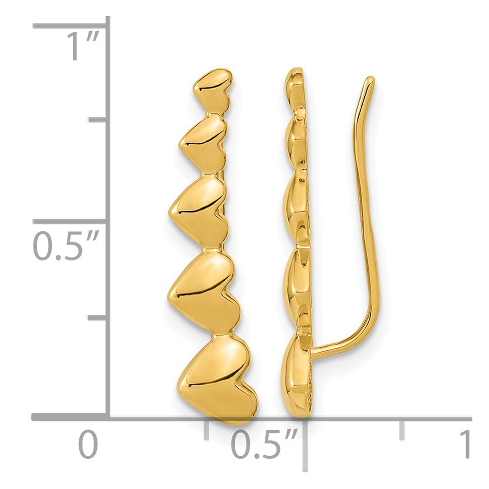 14k Yellow Gold 5 mm Gold Heart Polished Ear Climber Earrings (1.53 grams)