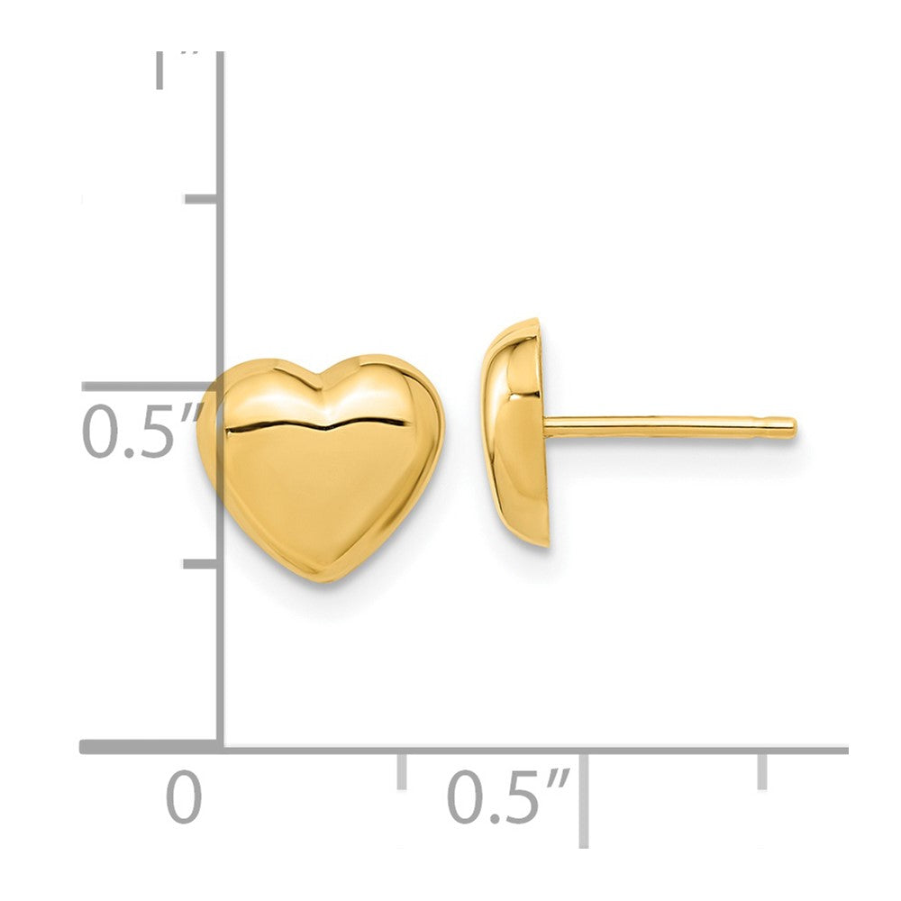 14k Yellow Gold 8.6 mm Gold Polished Heart Post Earrings (0.85 grams)