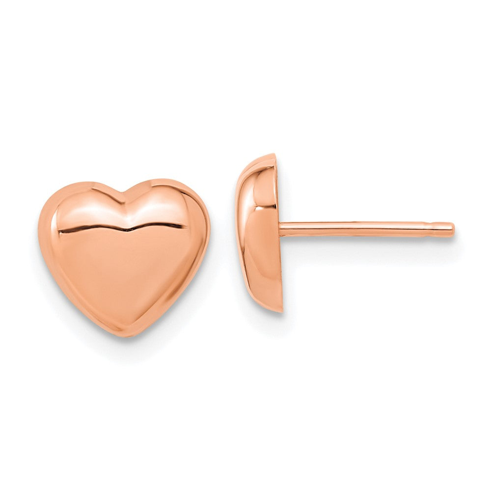 14k Rose Gold 8.6 mm Polished Heart Post Earrings (0.85 grams)