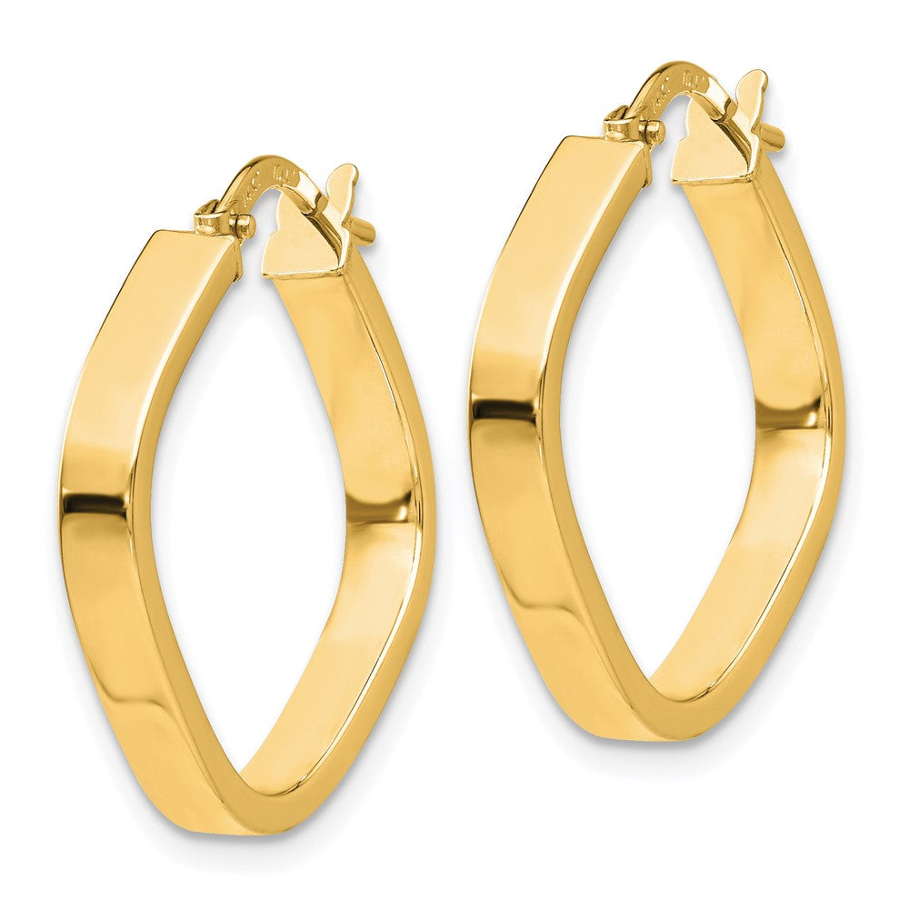 14k Yellow Gold 27.35 mm Flat Edge Square Hoop Earrings (1.55 grams)