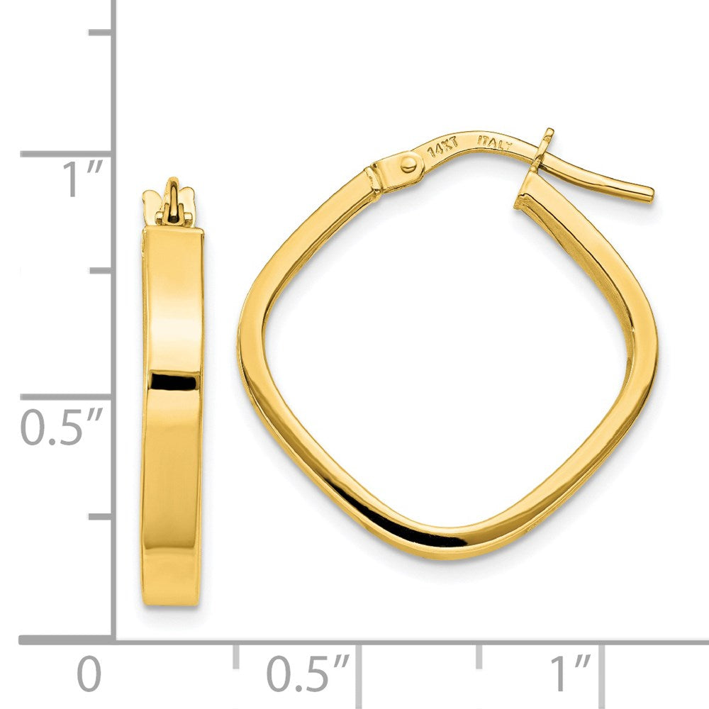 14k Yellow Gold 27.35 mm Flat Edge Square Hoop Earrings (1.55 grams)