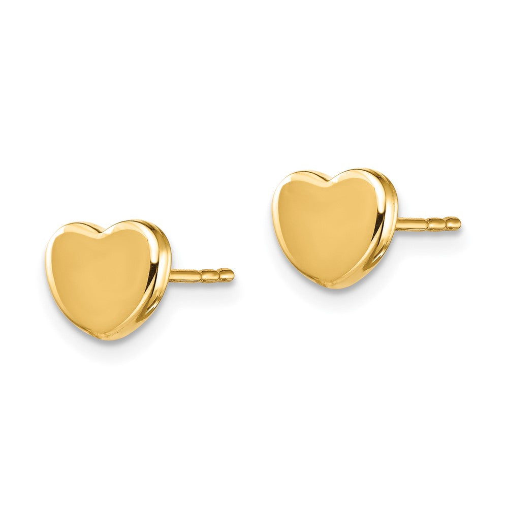 14k Yellow Gold 7.35 mm Polished Heart Post Earrings (0.87 grams)