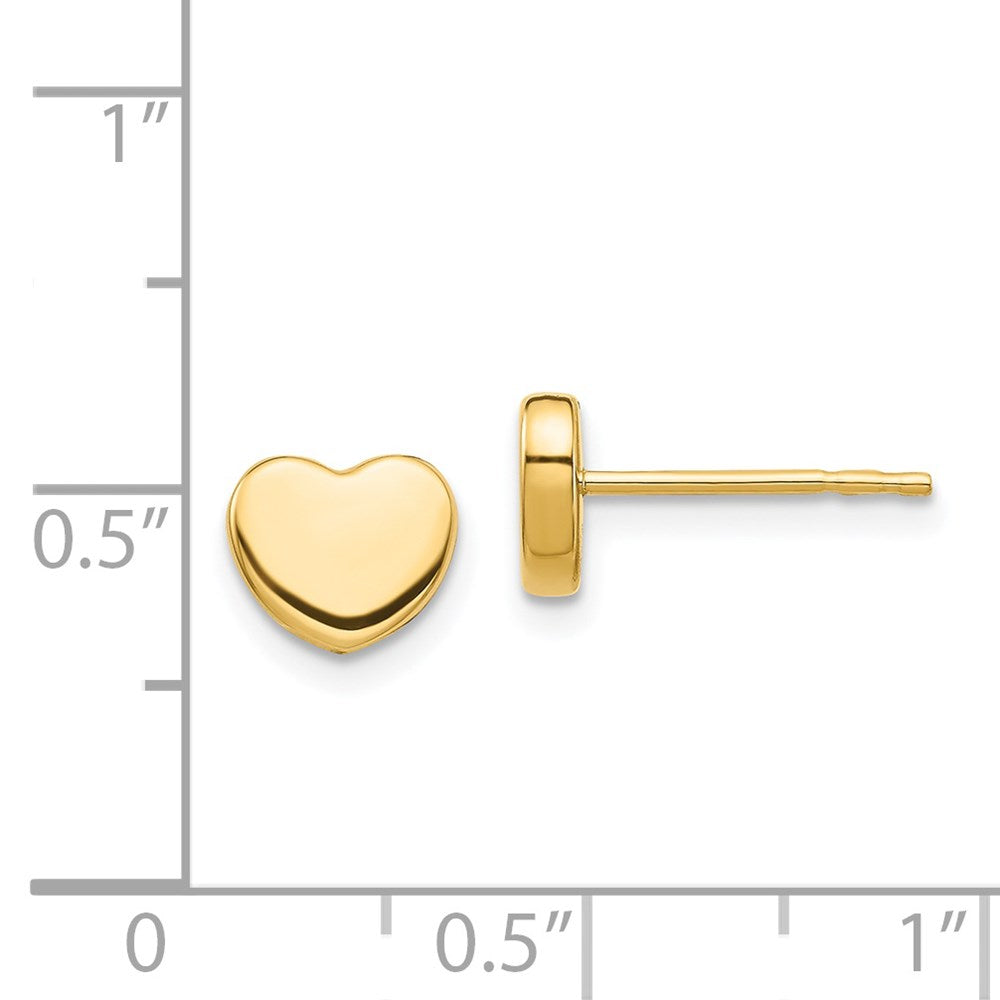 14k Yellow Gold 7.35 mm Polished Heart Post Earrings (0.87 grams)