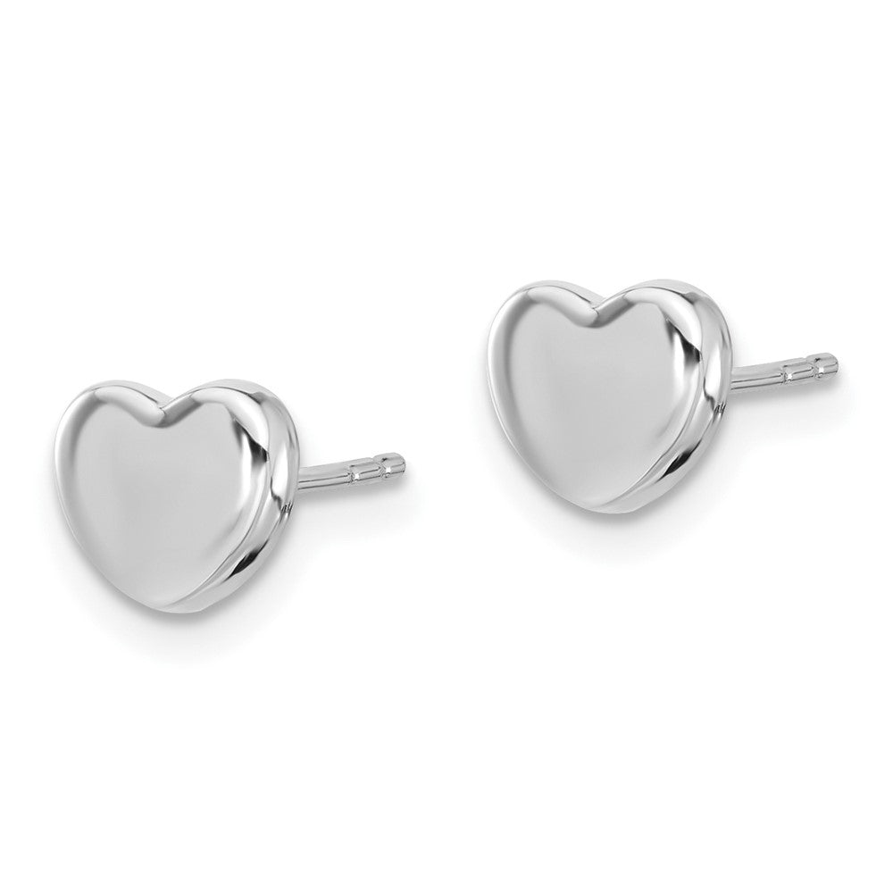 14k White Gold 7 mm Polished Heart Post Earrings (0.86 grams)