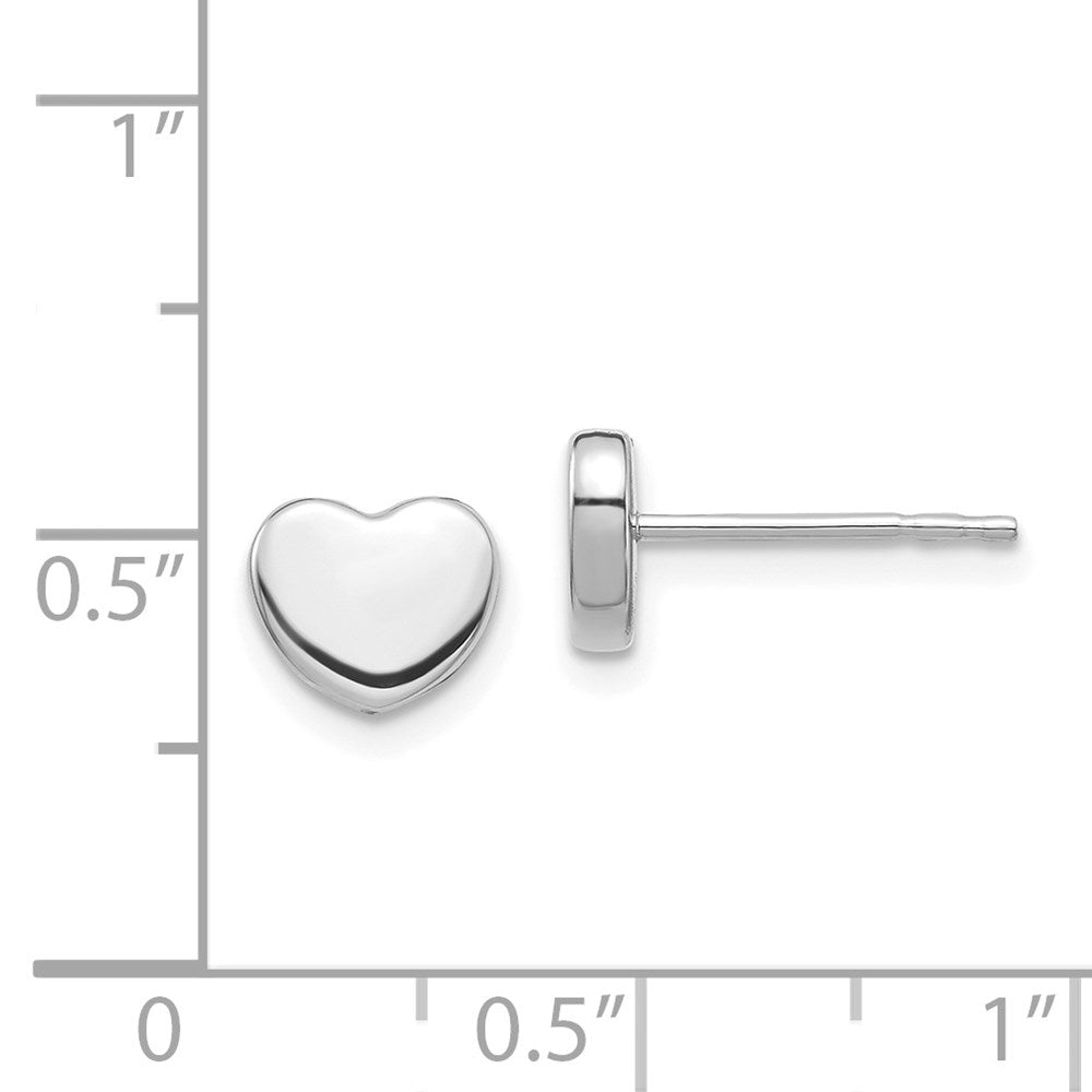 14k White Gold 7 mm Polished Heart Post Earrings (0.86 grams)